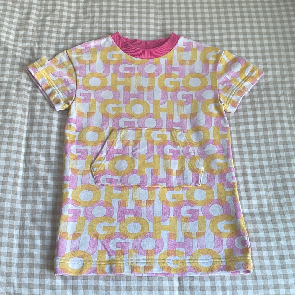 HUGO Pink and Yellow Kids Graphic dress
